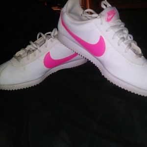 White and pink. Nike Cortez 7y